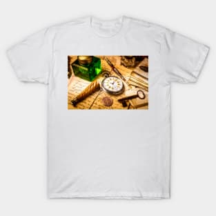 Pocket Watch And Green Ink Well T-Shirt